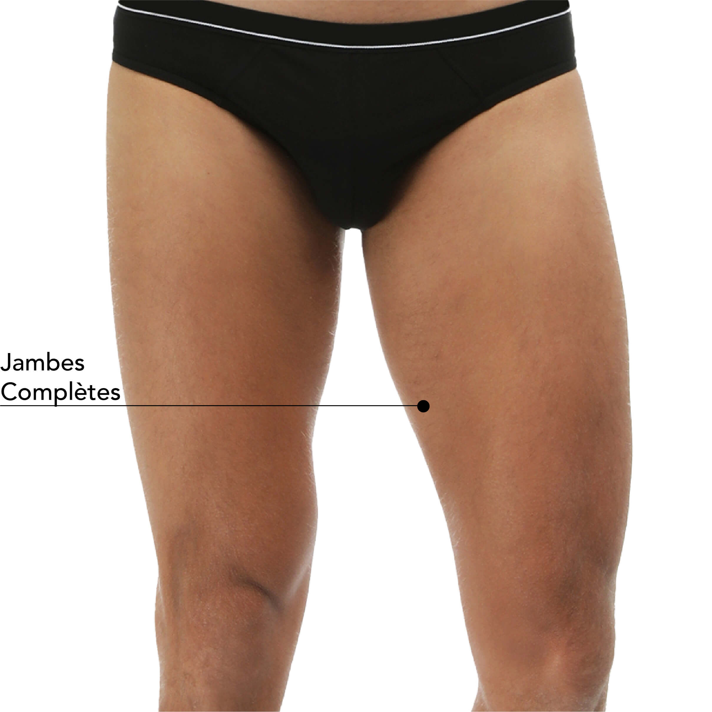 Illustration des zones traitables par le traitement CelluSkin : jambes complètes chez l’homme. Technologie innovante pour lisser la peau, raffermir les tissus et réduire la cellulite sur les jambes.